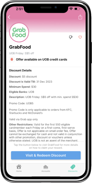 Dobin app with selected grabfood discount