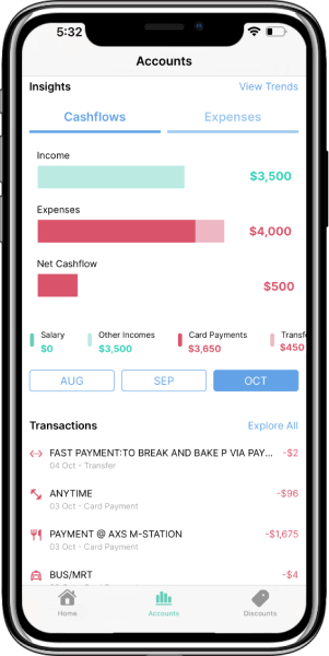 Dobin cashflow and expenses insights screen