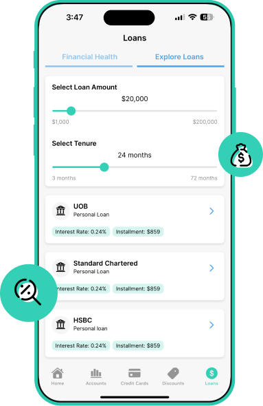 Dobin app view of how easily users can request loans offers from lenders given their holistic financial profile.